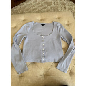 Women's J.CREW Light Blue Ribbed Long Sleeve cardigan S